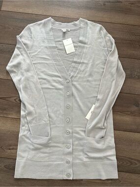 New Halogen Women’s Long Cardigan Sweater Medium 100% Merino Wool
